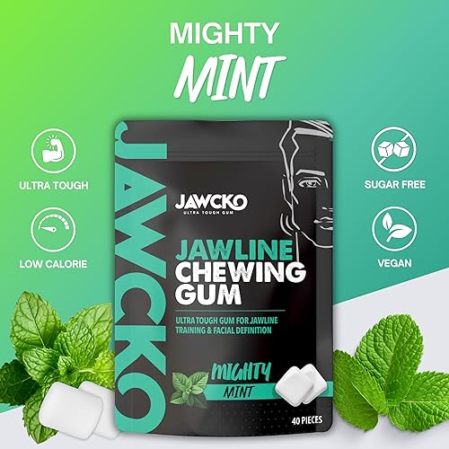 Miniatura 2 de JAWCKO Goma de mascar ultrarresistente de la mandíbula  Obtén una mandíbula más fuerte y cuadrada  15 veces más dura que otras encías  Mighty Mint