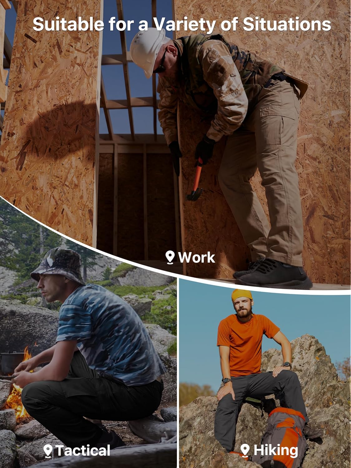 FREE SOLDIER Men's Work Cargo Pants Stretch Ripstop Tactical Pants