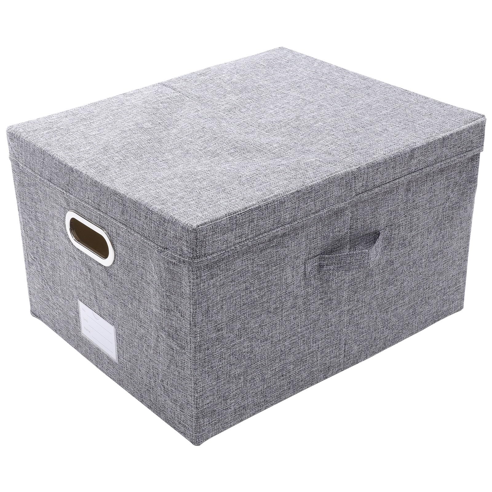 ifundom Caja de Almacenamiento de Tela con Tapa para Artículos Diversos, Organizador Práctico y Resistente de Cartón y Tela para Apartamento Pequeño