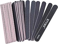 BTYMS 25-Pack Double-Sided 180/240 Grit Nail Files for Natural, Acrylic & Gel Nails - Professional Emery Boards