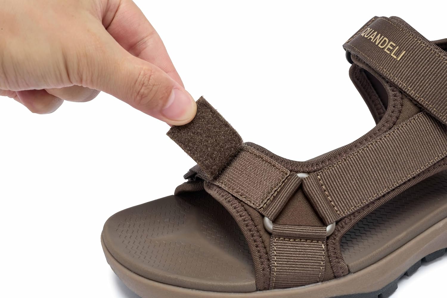QUANDELI Men's Adjustable sports sandals and hiking shoes with EVA cushioned midsole and arch support, durable rubber outsole