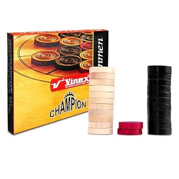 Vinex Premium Carrom Coins Set – 24 Smooth Wooden Carrommen | Tournament Grade Coins for Carrom Board | Durable, Polished Carrom Pieces for Professional & Casual Play