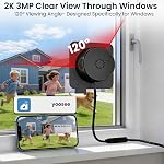 2K 3MP Caméra de fenêtre, 5GHz & 2,4 GHz WiFi Caméras Dome pour la sécurité intérieure & Surveillance extérieure, avec détection de mouvements/humains, installation facile, enregistrement 24/7, couleur complète Starlight Vision nocturne