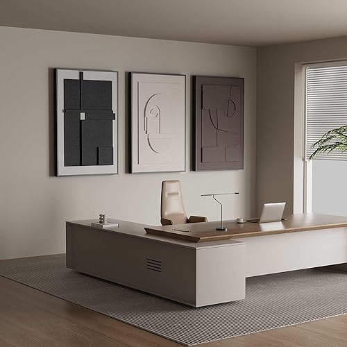 Miniatura 7 de Arte de pared enmarcado con textura 3D grande para sala de estar, 3 piezas de arte abstracto geométrico en relieve para paredes, cuadros modernos