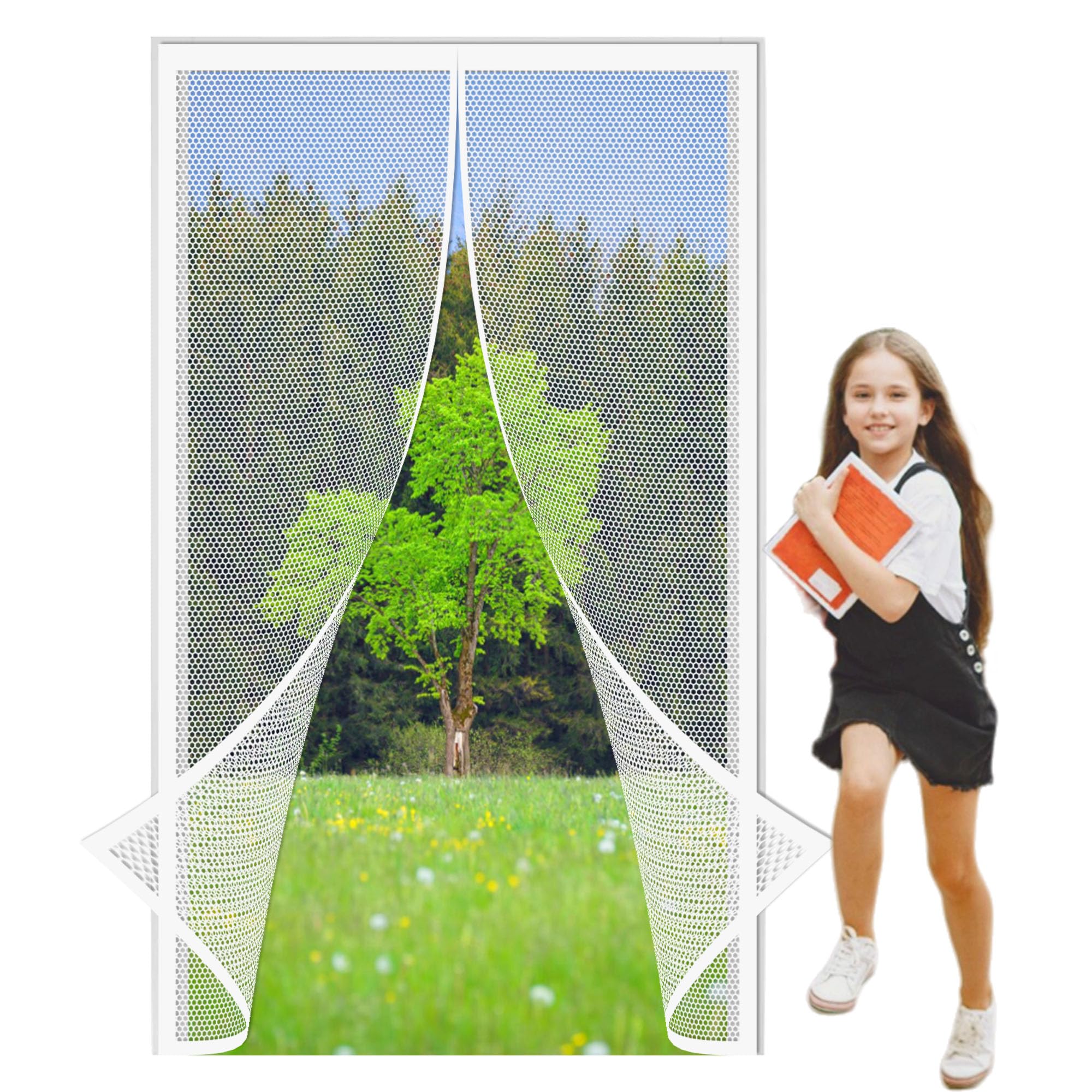 Moustiquaire aimantée blanche haut de gamme fermeture automatique 88 x 235 cm