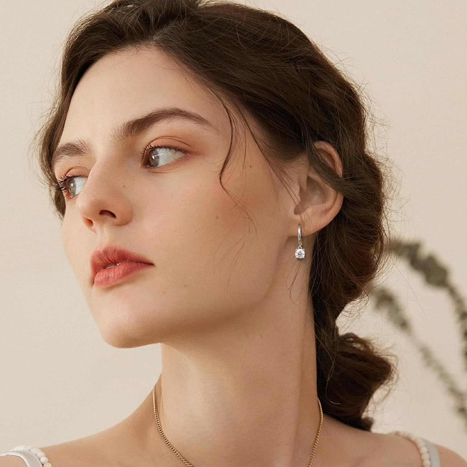 Moissanite Earrings,S925 Sterling Silver Moissanite Hoop 1.0ct-2.0ct D Color Brilliant Earring For Women Drop Dangle Earring(2.0 carats(1.0ct*2)-Gold) - Image 2