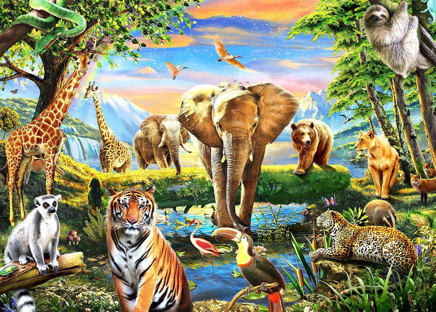 HUADADA Jigsaw Puzzles 1000 Pieces for Adults jigsaw puzzles for adults 1000 Piece Puzzle Educational Games-Safari Animal World