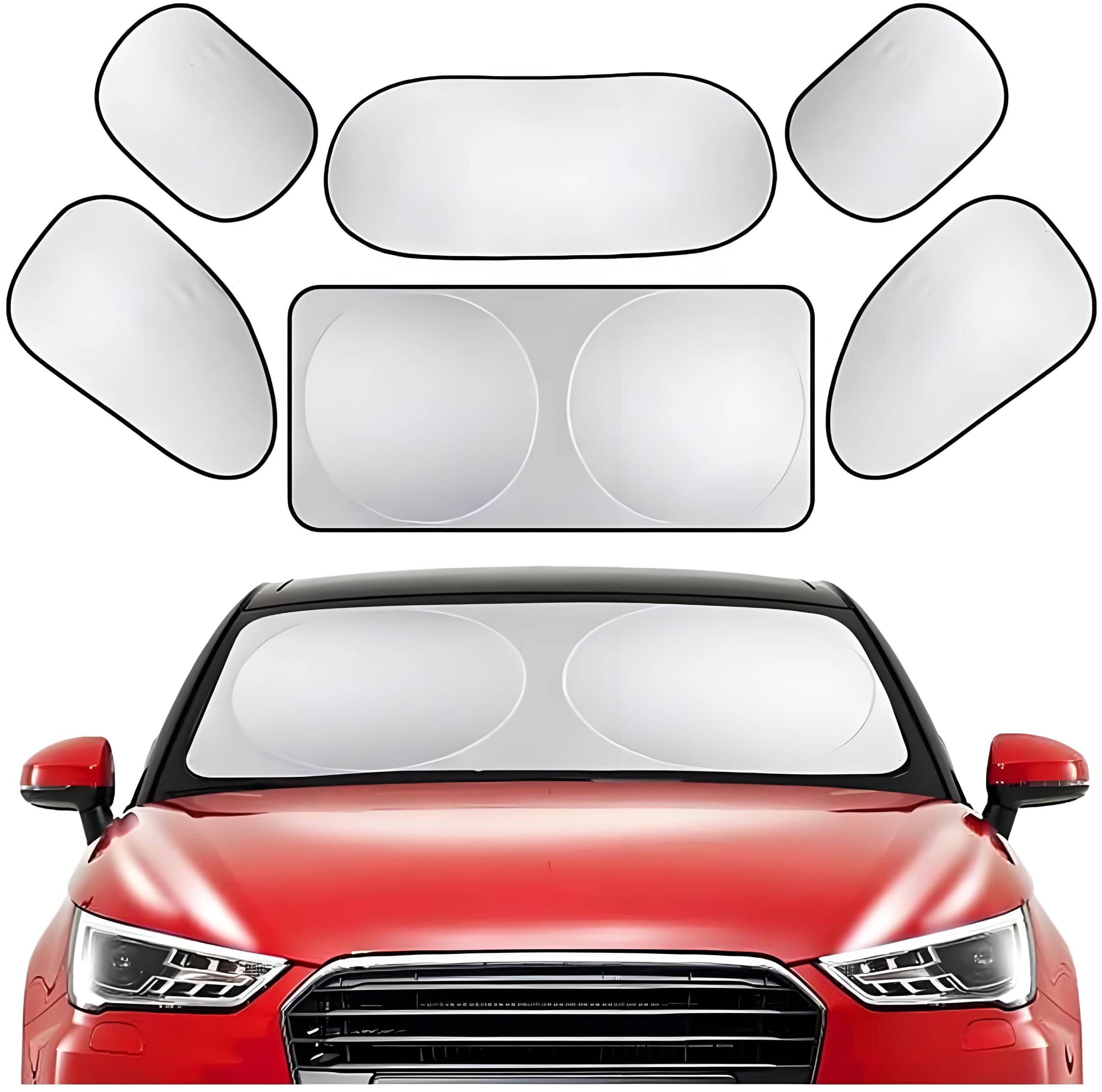 QIZUN 6 Pcs Car Window Glass Sunshade Kit for Fiat 500 500X 500L Tipo Punto Bravo, Reflective Interior Privacy Protection Sunscreen Heat Shield, Front Rear Window Shield, Blocks UV&Heat