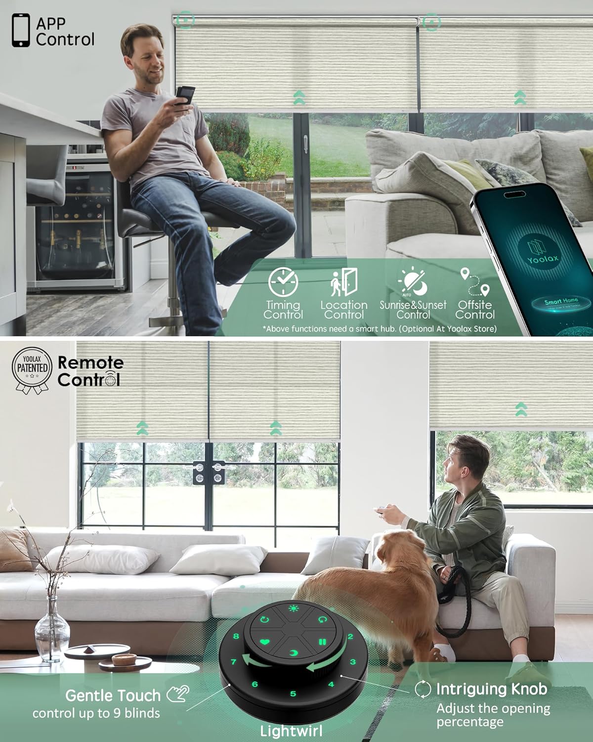 Yoolax Motorized Blinds with Remote, Blackout Smart Blinds for Windows Motorized Roller Shades, Automatic Window Blinds Directly Compatible with Alexa Electric Blinds (Jacquard White, 31 W x 72 H)