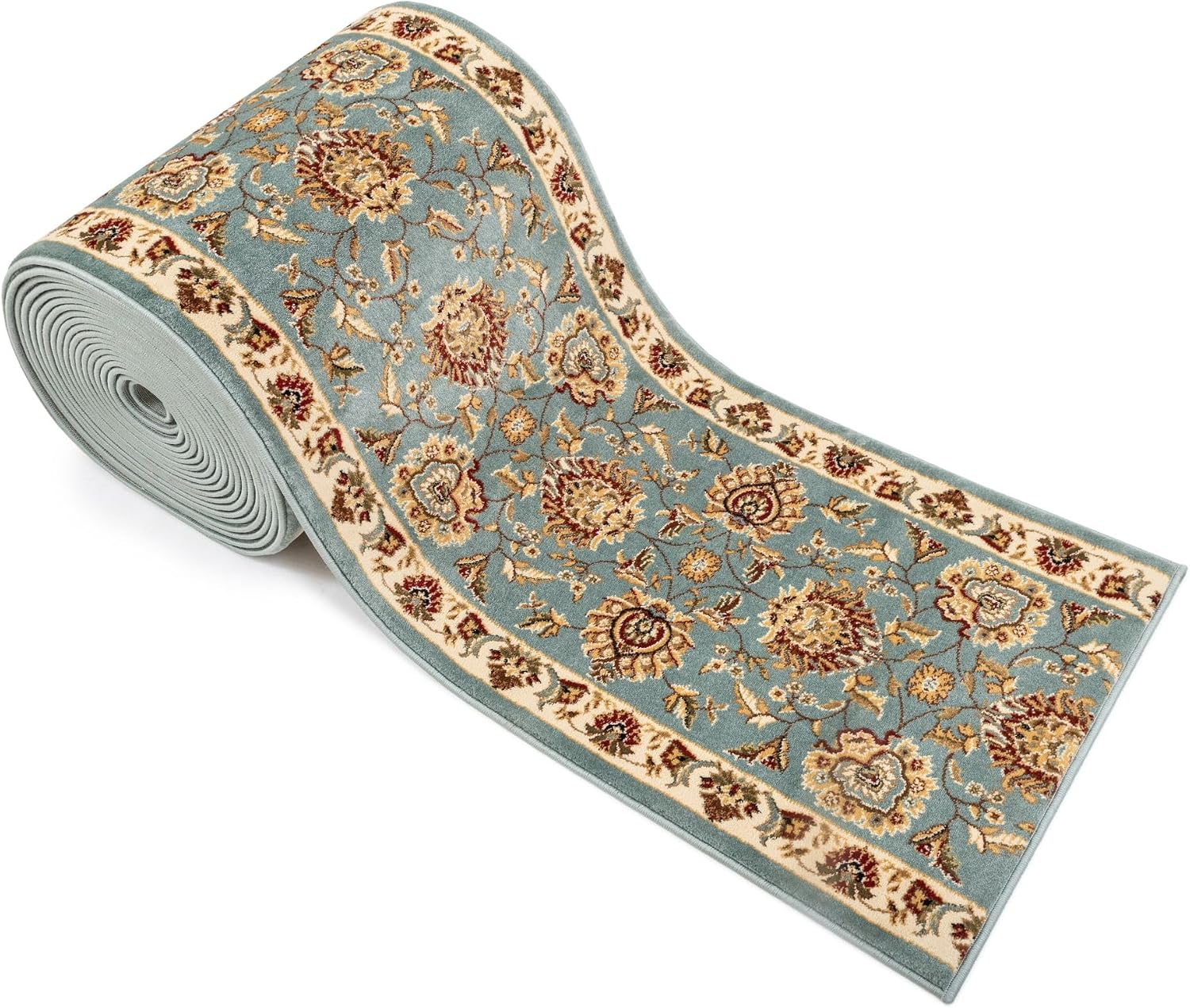 Well Woven Custom Size Hallway & Stair Runner- Choose Your Length - Sultan Sarouk Light Blue Oriental Traditional 31 Inch Wide x 26 Feet Long Runner (31" x 26' Runner)