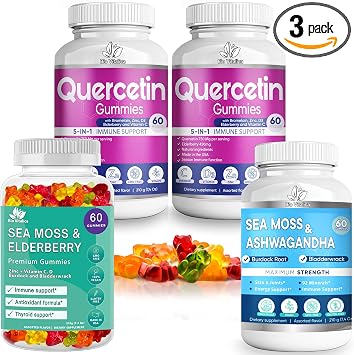 Bundle Sea Moss Elderberry 1 Pack & Quercetin 2 Packs & Sea Moss Ashwagandha 1 Pack