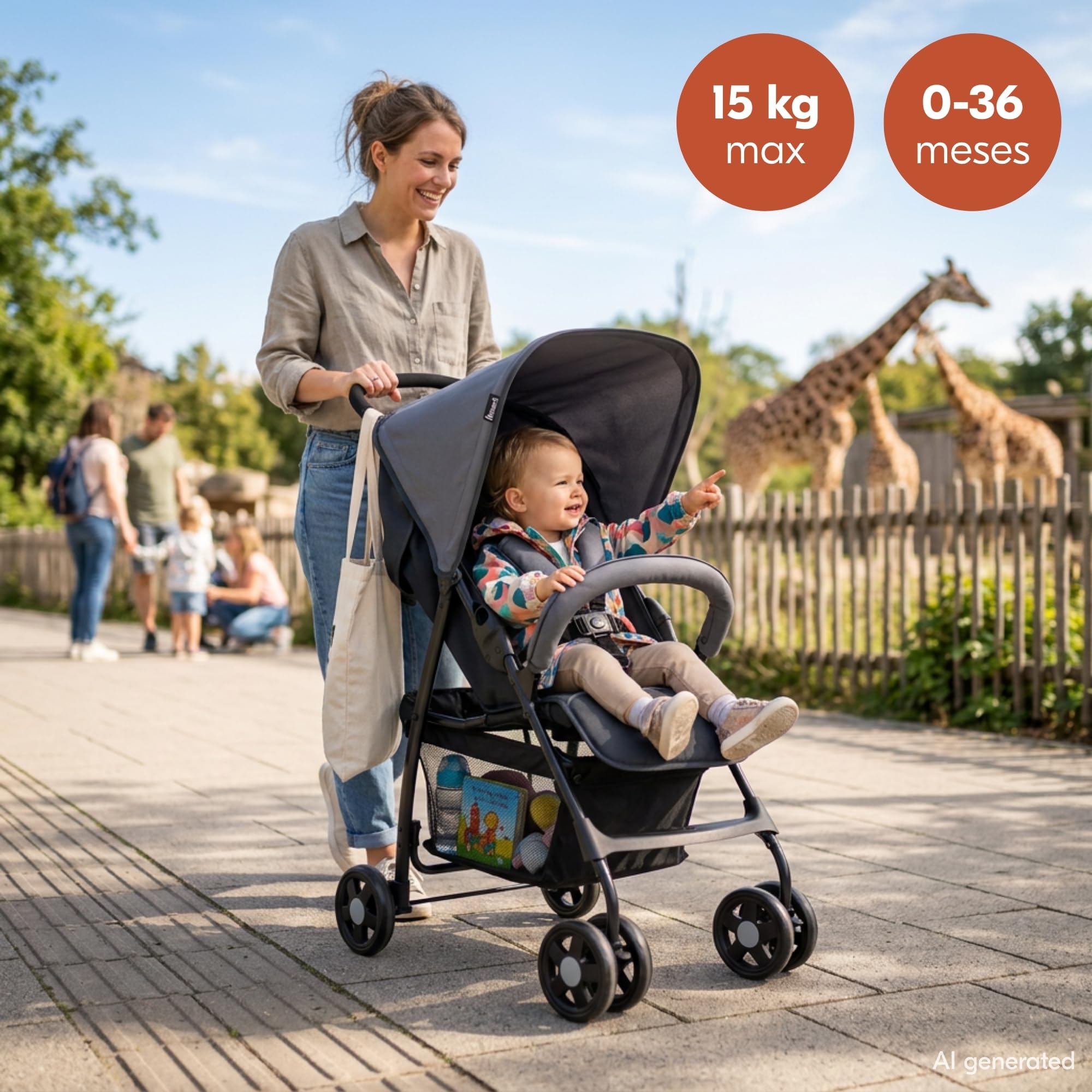 hauck Sport Carrito Bebe Ligero desde el Nacimiento - Silla de Paseo Reclinable para Niños hasta 15 kg - Carro Plegable Ultraligero 5,9 kg - Cesta Grande hasta 3 kg - Gris Oscuro