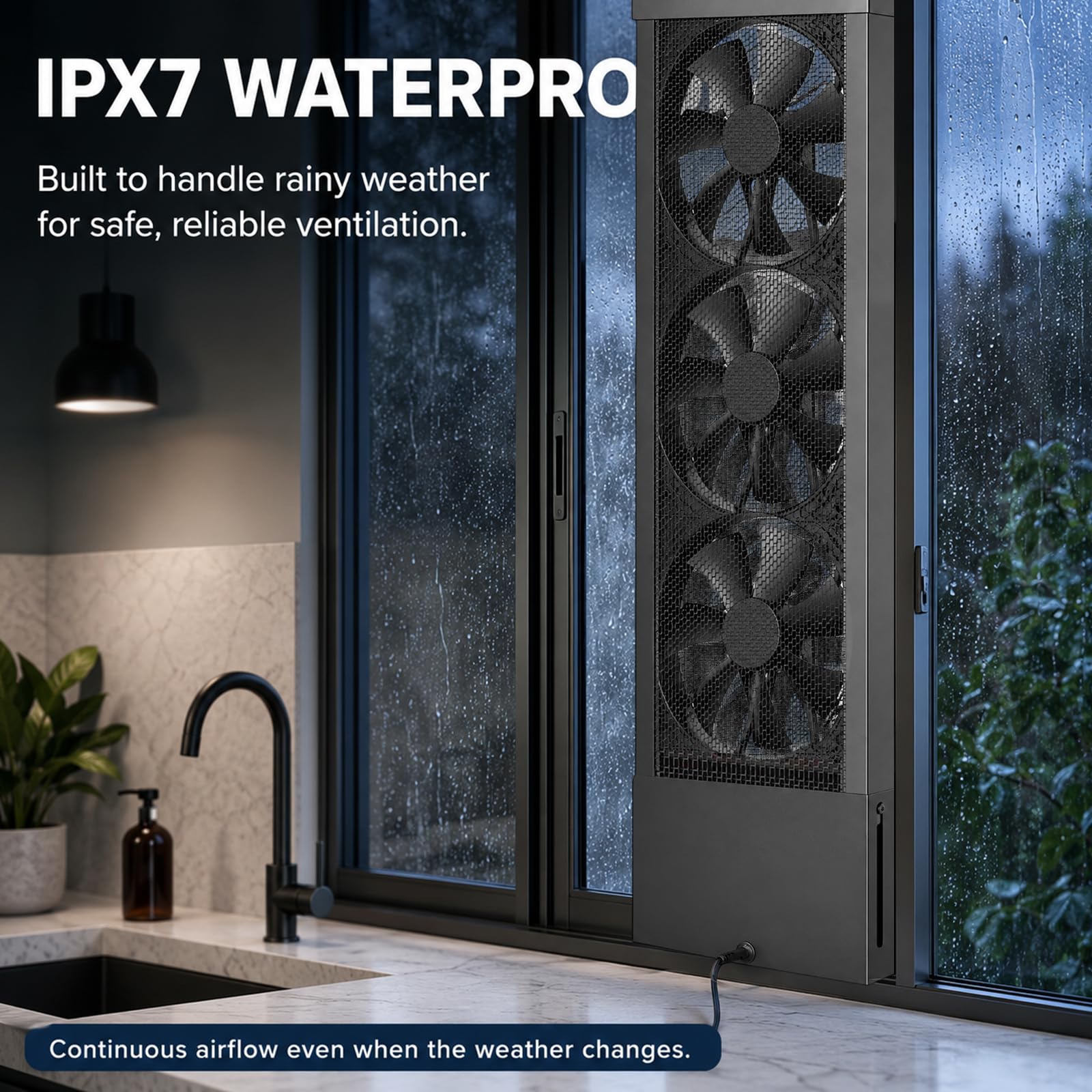 Ventilador extractor de ventanas extensible, 47 ~ 57 cm