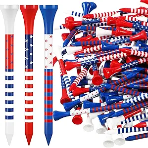 Lunmon 150 Pcs Patriotic Golf Tees with American Flag Design