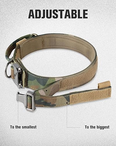 Miniatura 10 de Joytale Collar táctico para perro con asa, collar militar resistente para perro con 2 parches para entrenamiento, collares tácticos ajustables para