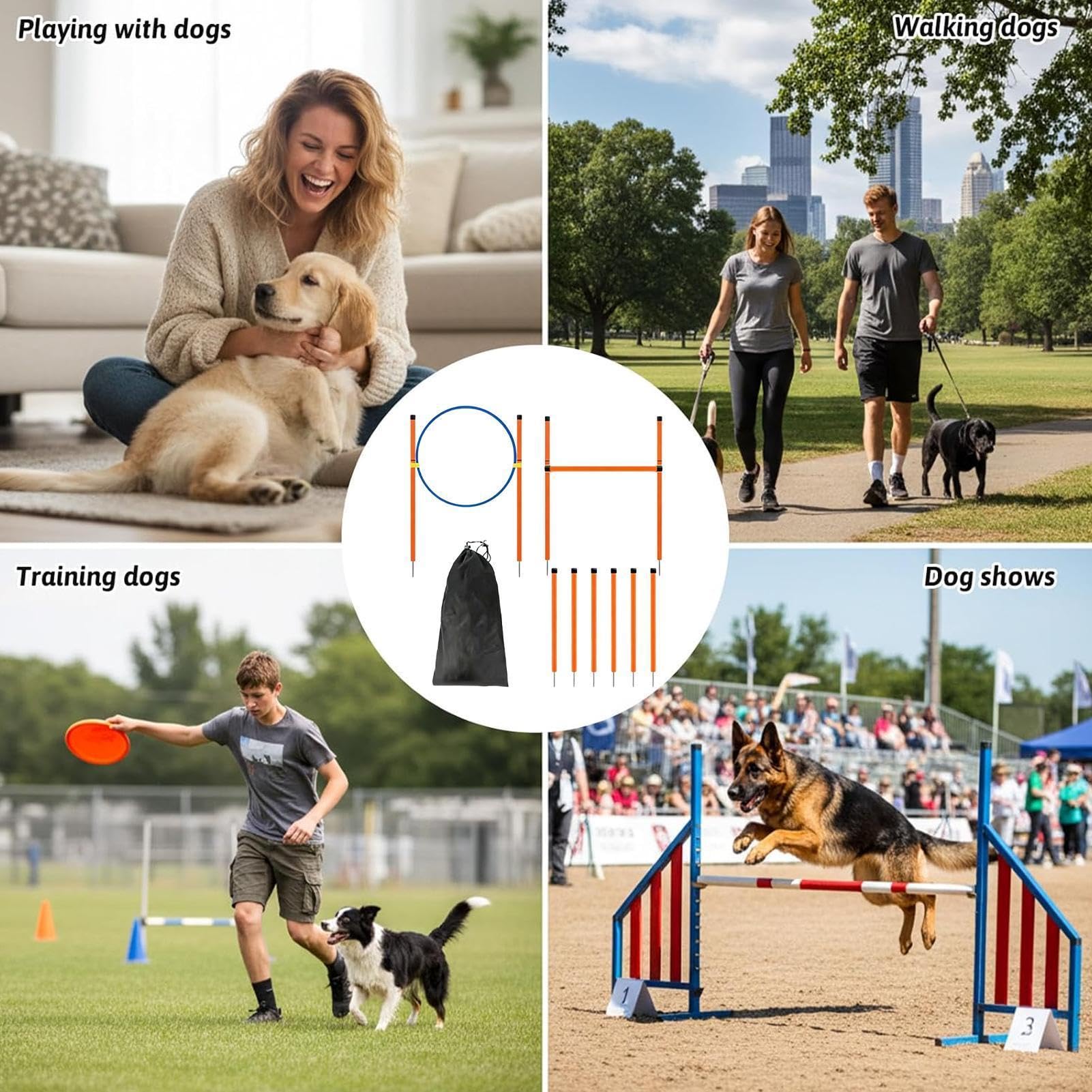 Genérico Equipamiento de Agilidad Canina Juego con Ejercicio con | equipo lúdico para perros en el jardín Para recreación competición campo zona lúdica playa parque jardín y