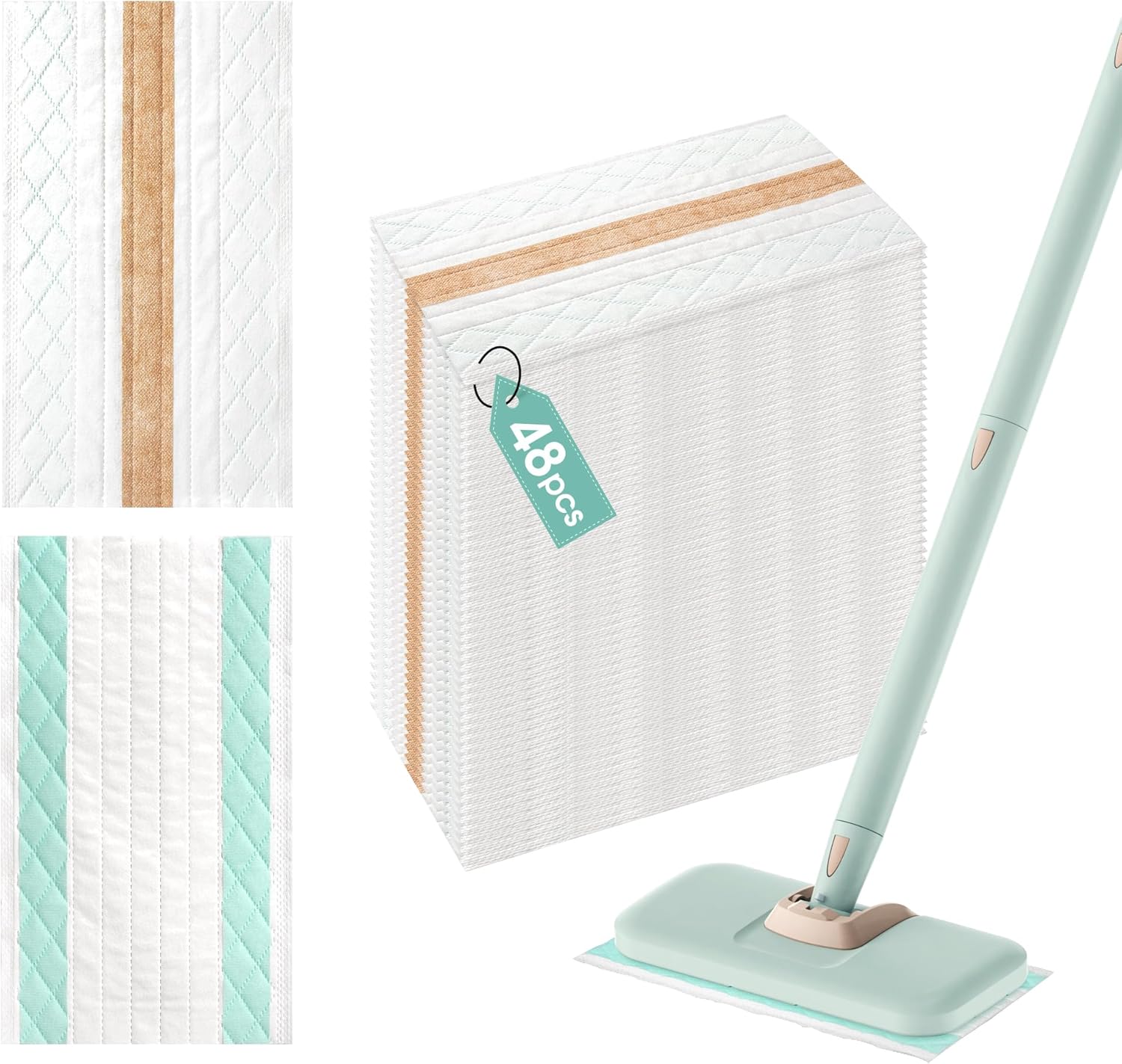 Newbealer 48 PCS Disposable Mop Pads for NB602N Steam Mop, Floor Cleaning Pads, Mopping Cloth Refills for Multi-Surface Cleaning