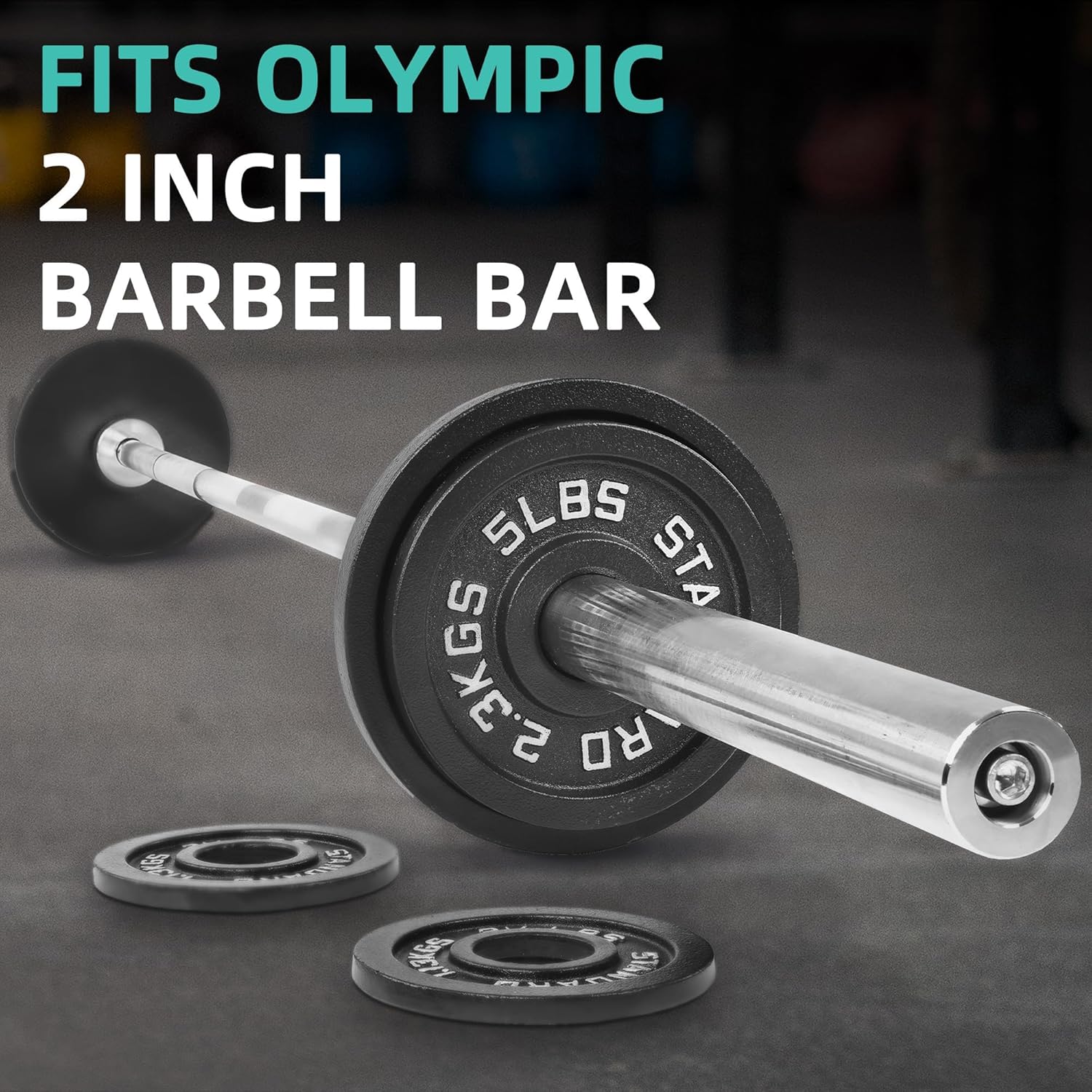 Fitvids Barbell Cast Iron 2-Inch Weight Plates for Strength Training & Weightlifting, 95LB Set