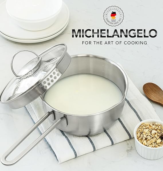 Introducing our versatile and convenient Stainless Steel Saucepan Set. This set includes three different sizes - 1 quart, 2 quart, and 3 quart - providing versatility for all your cooking needs. Made with durable food-grade 304 stainless steel, these saucepans are designed to be long-lasting and compatible with all types of stovetops, including induction. The triple bottom construction ensures efficient and even heat distribution over the entire cooking surface, making your cooking experience seamless and enjoyable.