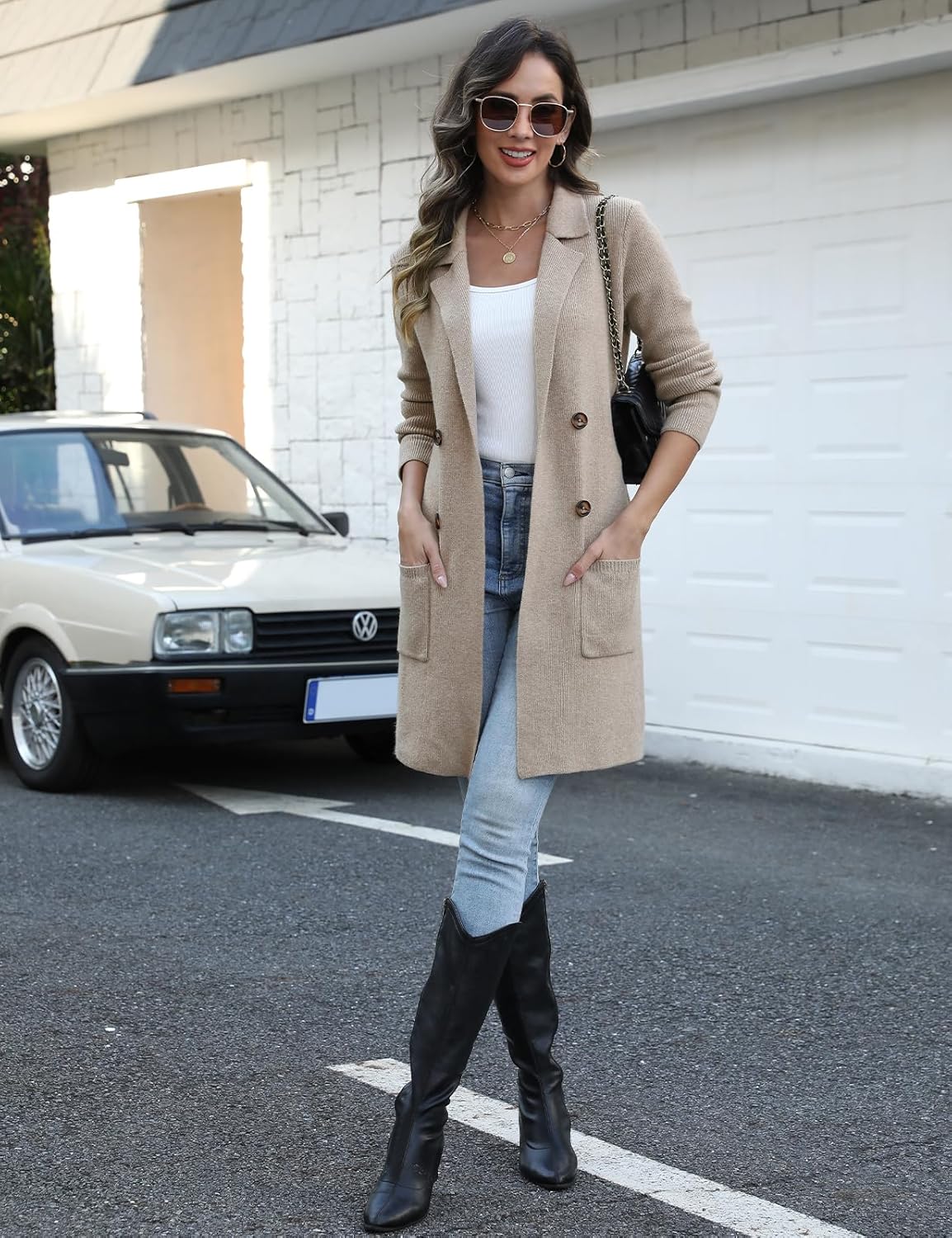 VIMPUNEC Women's Open Front Long Cardigan Sweaters Fall Casual Knit Jackets Coatigan with Pockets - Image 3