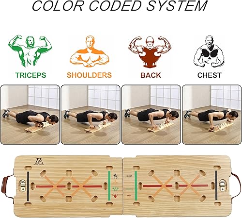 Miniatura 3 de Vimexciter Solid Wooden Push Up Board Kit with Pilate Bar, Resistance Bands Sets and Handles, Multi-Function Foldable Push up Stands for Men and