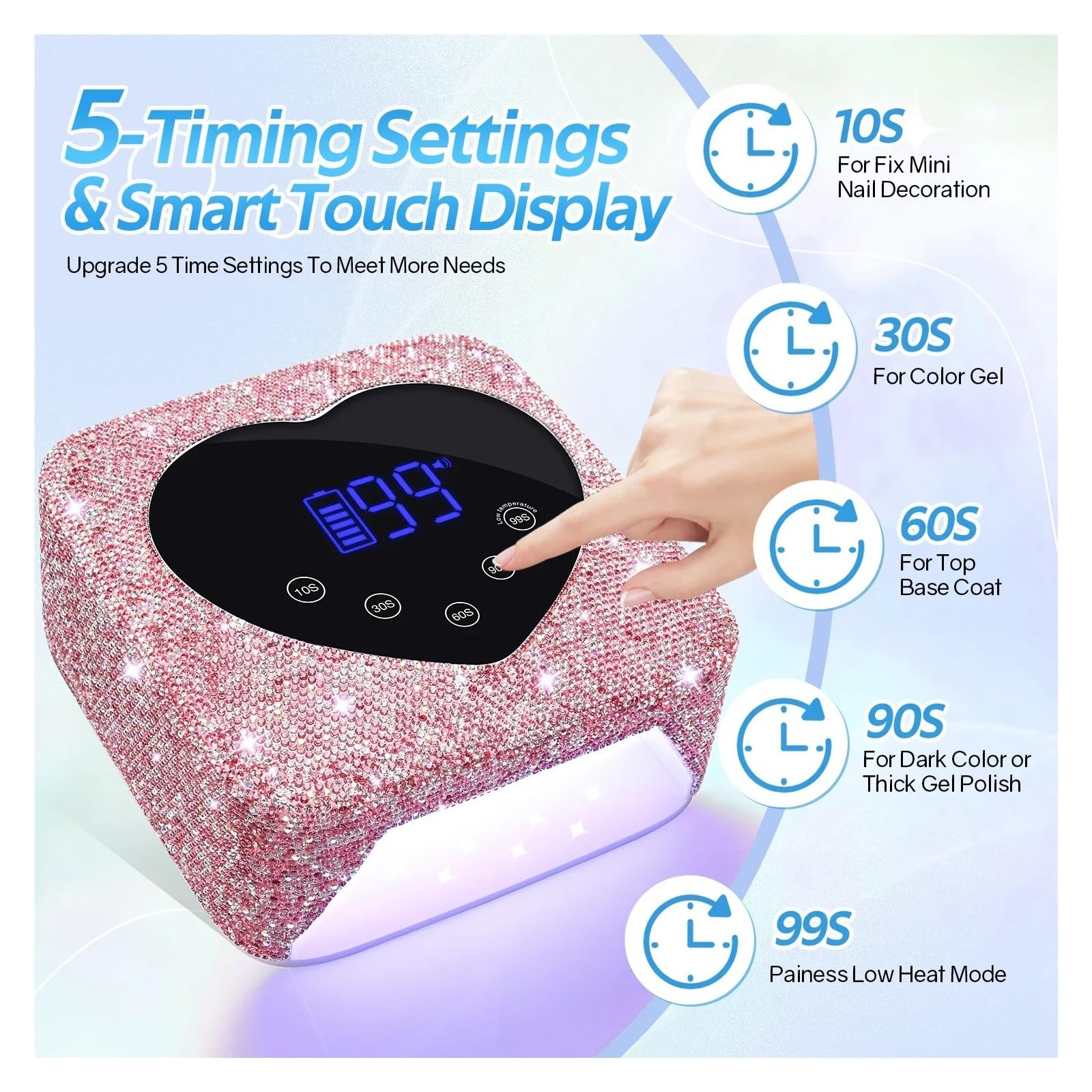 72W Cordless UV Nail Lamp Rechargeable 30 LEDs Dryer with 5 Timer Cabin Manicure Light for Nails Art Tools(6)