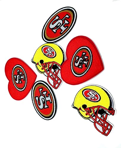 Miniatura 1 de 6 parches bordados para planchar para coser de 49ers, casco y logotipo de corazón, parche termoadhesivo para chaqueta, mochila, jeans, chaqueta,