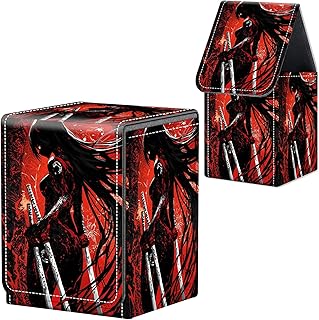 Magnetic Deck Box for MTG Commander Cards, Holds 100+ Double Sleeved Cards, PU Leather Storage Card Case, Spacious & Easy Access, TCG & CCG Compatible,Shadow Katana Warrior
