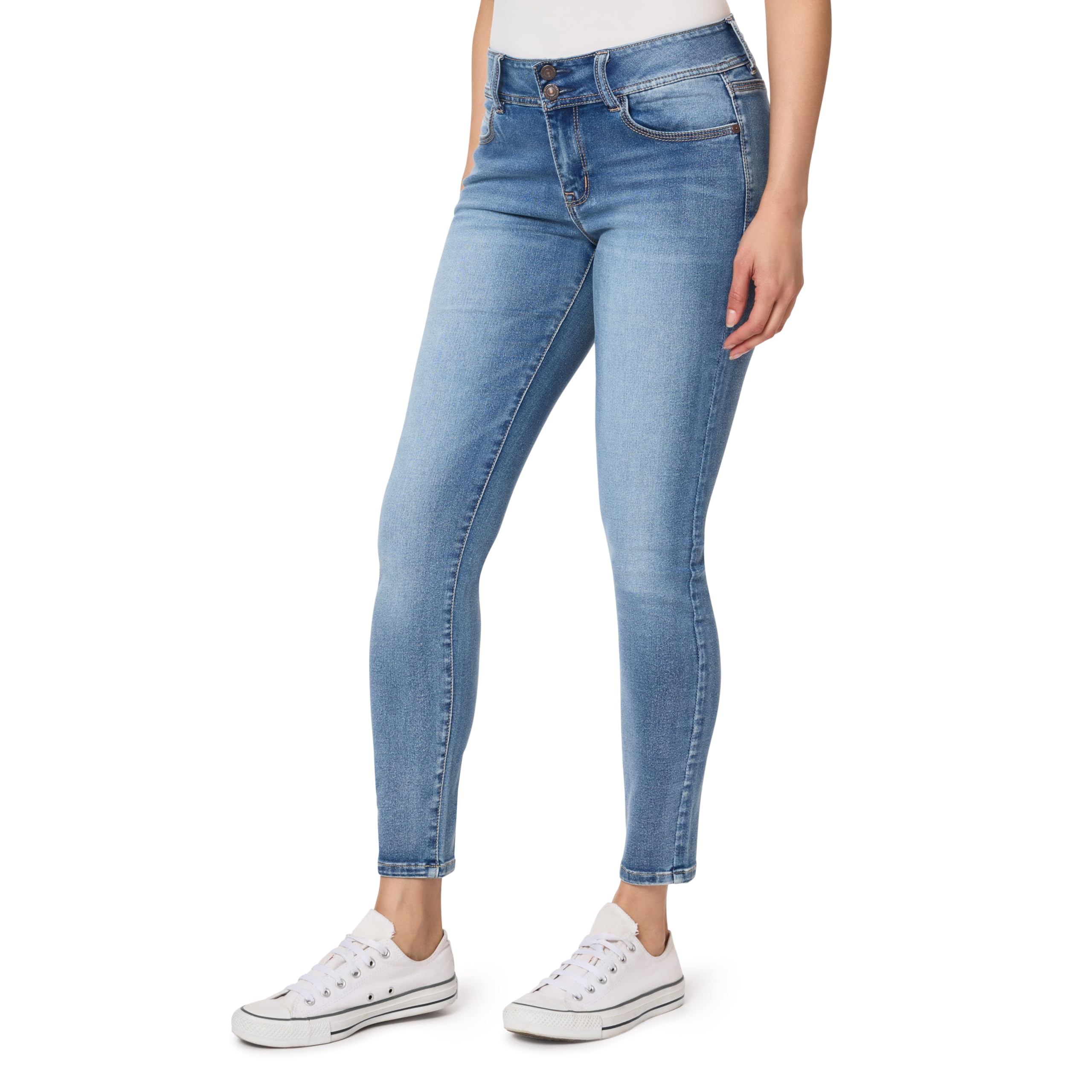 WallFlower Women's Ultra Skinny Jeans, Sizes 0-24 | Mid-Rise, Insta Soft Denim, Trendy, Stretchy, Comfortable Gap-Free Fit, 5-Pocket, Inseam Options,