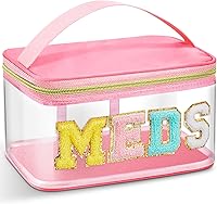 Vista 19 de Geetery Bolsa de Medicina con Parche de Letra de Chenilla Bolsa de Medicamentos de Nylon Portátil Estuches de Maquillaje de Viaje Parche Preppy