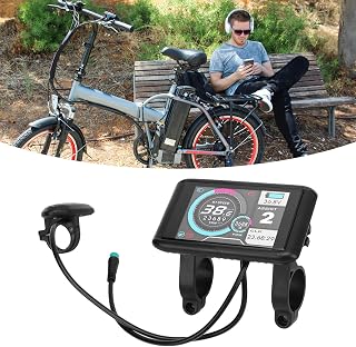 Bike Computer, Electric Bike Panel with Speedometer, Odometer, Mileage, Power Gear Display, Cycling Computer Ebike Color LCD Backlight Screen with Connector, Bicycle Parts