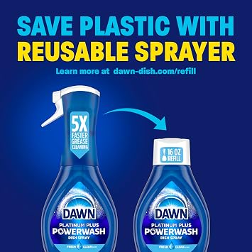 Dawn Powerwash Spray Refill, Dish Soap, Dishwashing Liquid, Cleaning Supplies, Fresh, 4 Refill, 21.5 Fl Oz
