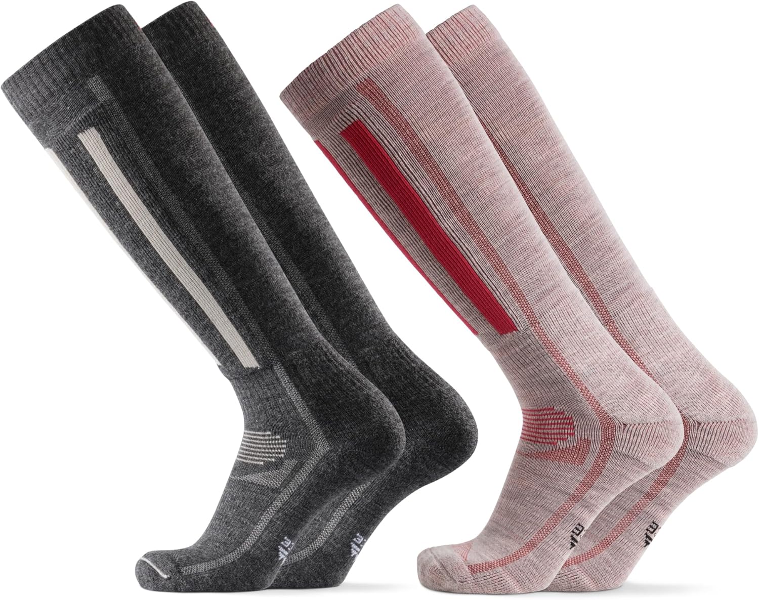 DANISH ENDURANCE Merino Wool Thermal Ski Socks, Shin Padding, Warm, for Men & Women 1 & 2Pack