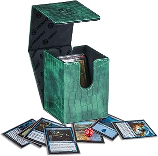 MTG Deck Box, Premium PU Leather Card Protective for 150+ Sleeved Cards Holder Twin Flip Deck for Commander, PVC Free Strong Magnet Card Case Holder Storage (Green)