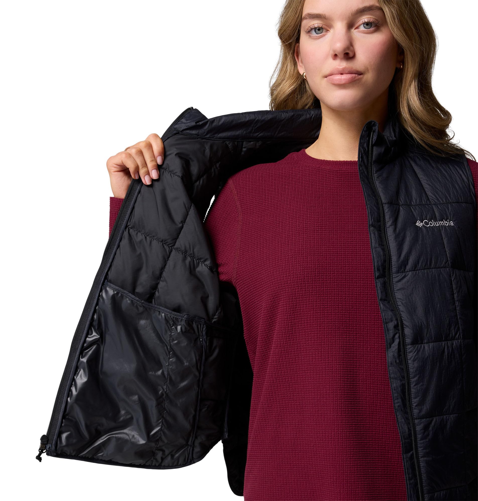 Columbia Damska kamizelka pikowana Sienna Hill polar, czarna, XL