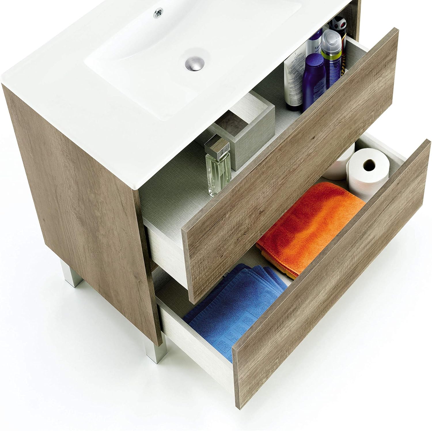 Abitti Mueble Lavabo de baño o Aseo con lavamanos de cerámica ...