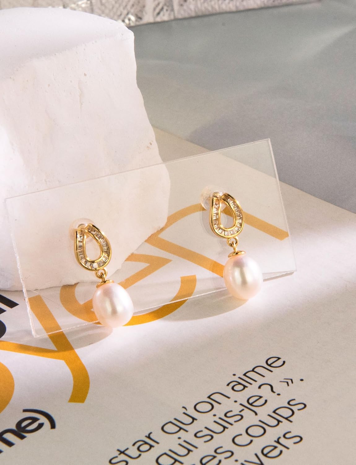 Pearl Drops Dangle Earrings for Women – Hypoallergenic Sterling Silver Studs with Cubic Zirconia Accents, Elegant Real Cultured Freshwater Pearls Perfect for Daily Wear and Christmas Gifts - Image 7