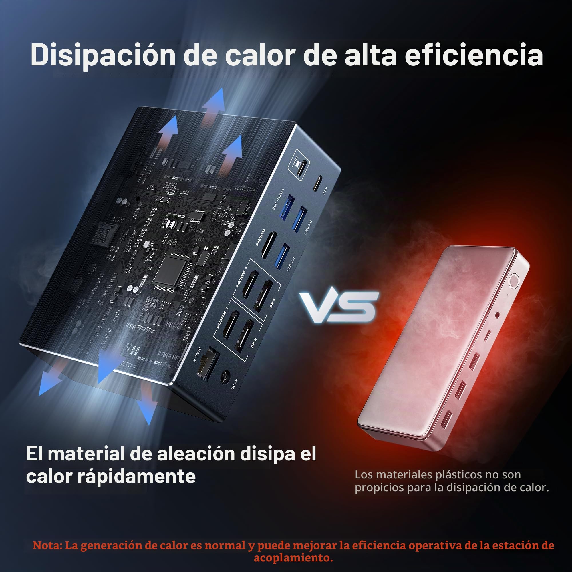 iVANKY 20 en 1 FusionDock Pro 2 DisplayLink con Adaptador 180W USB C | Triple pantalla 4K@60Hz, 2.5GbE, HDMI, DP, 10Gbps, compatible Mac M1-M4 Pro MAX Air