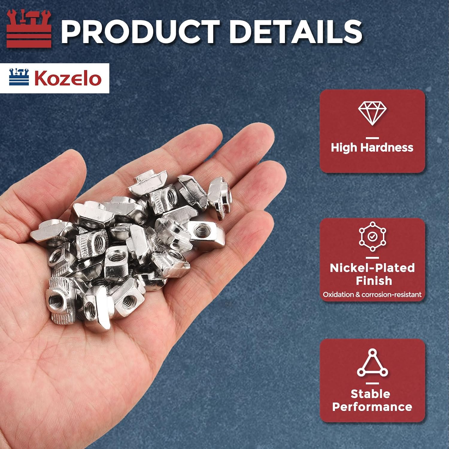 50 Pcs t Slot Nuts -[M3-0.5] 2020 Series t Nuts Nickel Plated Carbon Steel for Aluminum Extrusion Profile Hardware Accessories, Silver