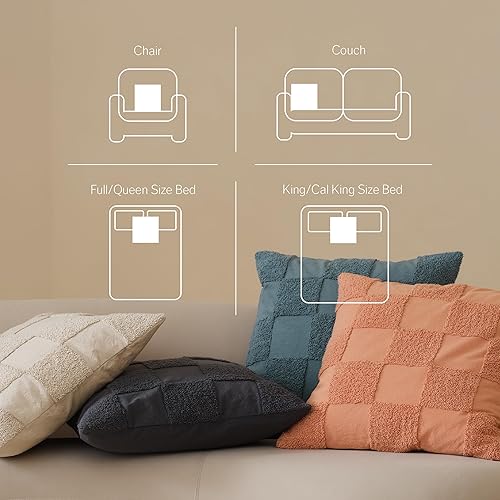 Miniatura 6 de Double Stitch by Bedsure Funda de almohada 100% algodón copetudo, funda de almohada decorativa bohemia de 20 x 20 pulgadas, funda de cojín cuadrada