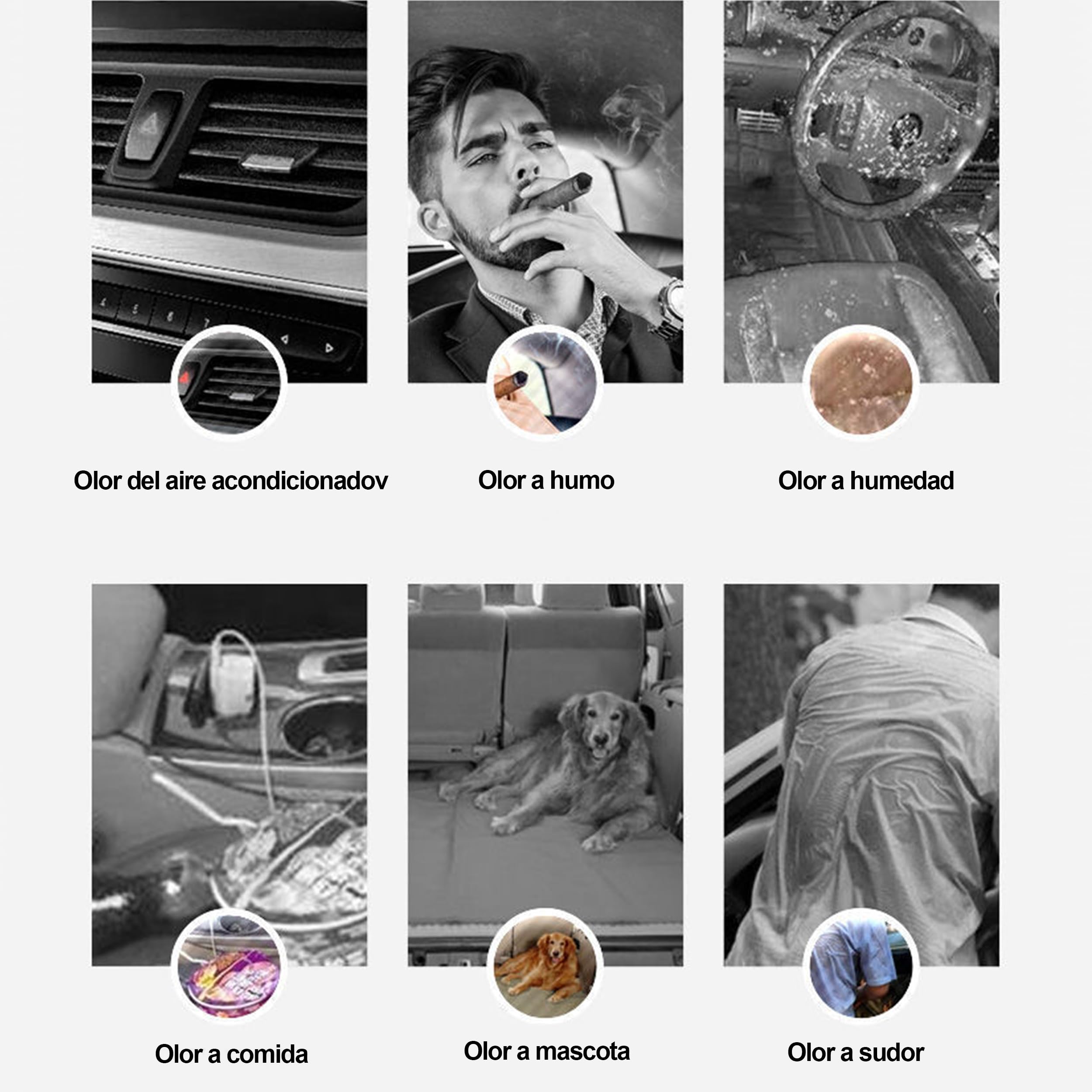H HANSEL HOME Eliminador de Olores Coche de Descarga Única, Ambientador Coche Nuevo, Limpiador Aire Acondicionado Coche, Elimina el Olor y la Humedad, 1 Unidad x 150ml - Brisa Marina