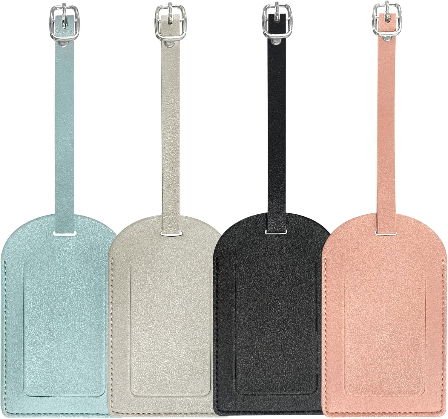 BlingKingdom 4 PCS Luggage Tags PU Leather Luggage Label Suitcase ID Tags for Travel Accessories (4 Colors)