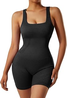 Yoga Jumpsuit for Women Ribbed One Piece Jumpsuit Women Bodycon Shorts Yoga Romper Workout Sleeveless Womens Romper