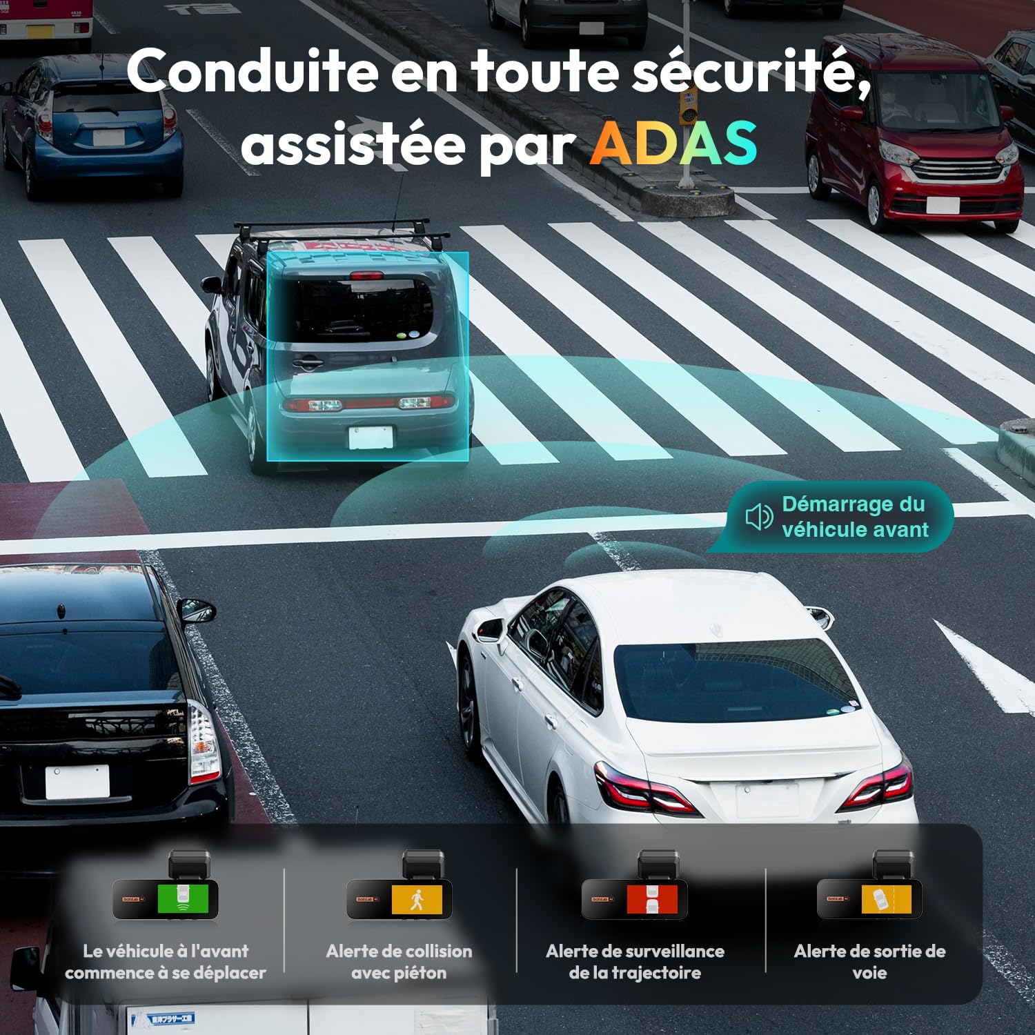 BOTSLAB 4K Dashcam Voiture Avant Arrière GPS, WiFi Caméra Voiture avec Carte SD 64GB,Camera Voiture Grand Angle 170°,ADAS,Vision Nocturne,WDR,G-Capteur,Mode Stationnement 24H