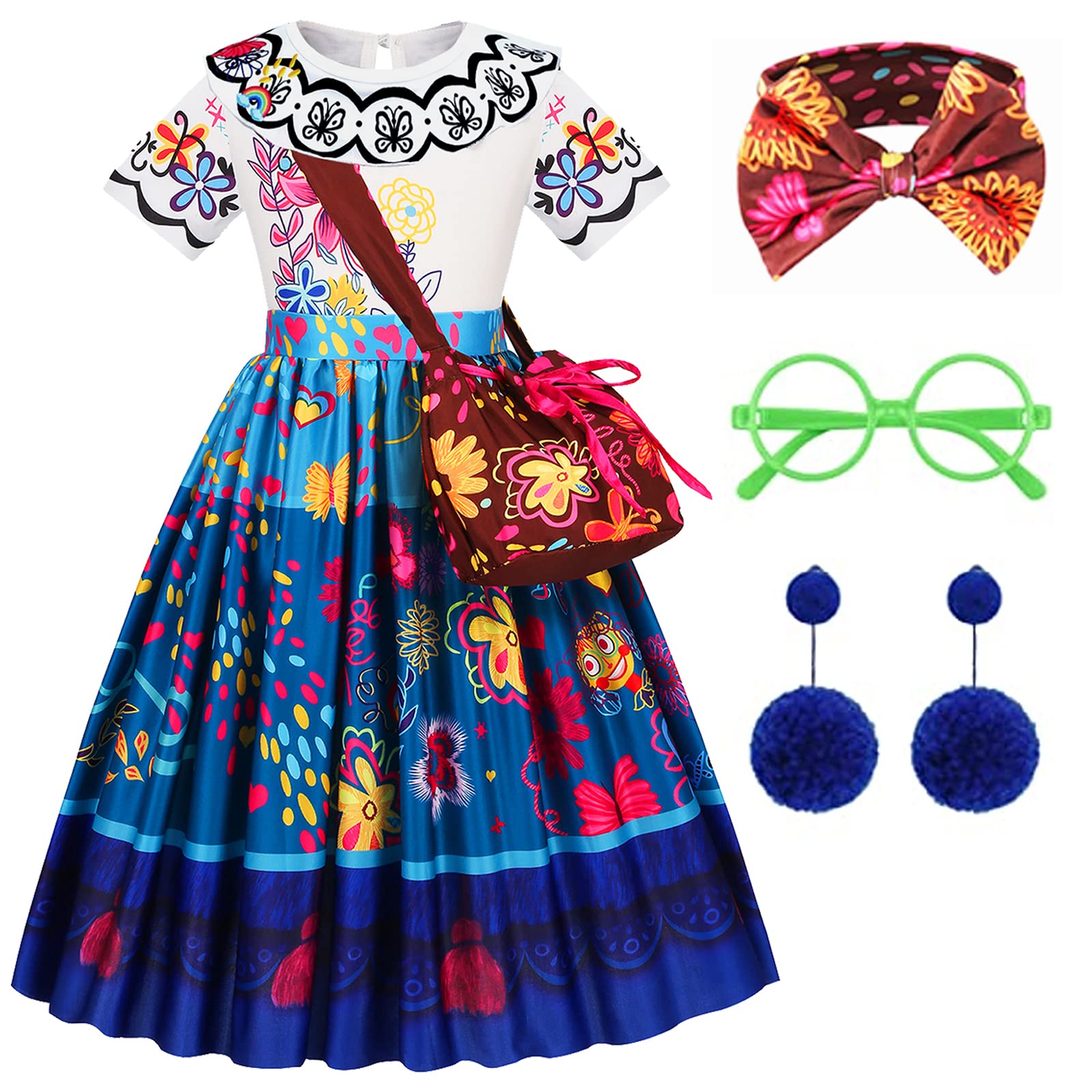 Disnnie Vestito Costume Mirabel Bambina - Costume Isabella Encanto per Ragazze Halloween Cosplay Carnevali Vestito