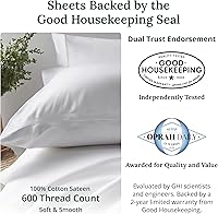 Vista 2 de California Design Den Juego de sábanas de lujo Twin XL - 100% algodón, 600 hilos, sábanas Twin XL de bolsillo profundo, ropa de cama suave