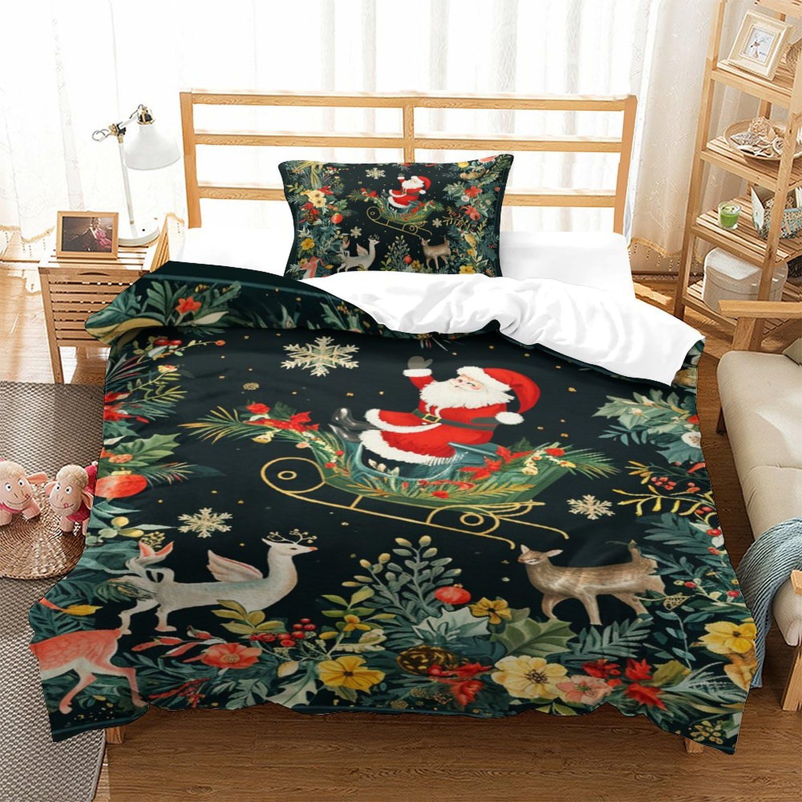 Housse de couette Père Noël motif 3D pour transformer la chambre d'enfant en hiver