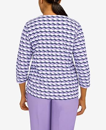 Alfred Dunner Women's Petite Ombre Stripe Top