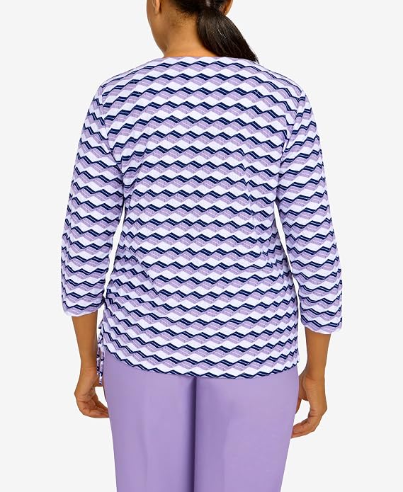 Alfred Dunner Women's Petite Ombre Stripe Top
