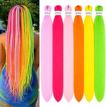Amazon.com : 6Pcs Colorful Pre Stretched Braiding Hair 26 Inch